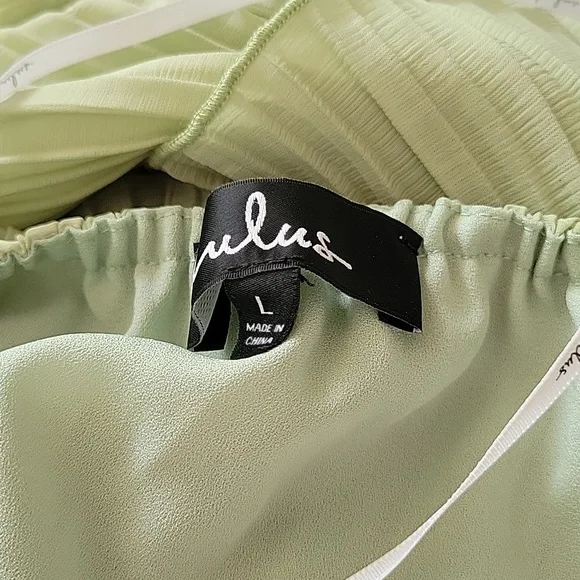 Lulus Women's Lime Green Plisse Sleeveless Wide-Leg Jumpsuit Size L Summwr Chic - Picture 12 of 16